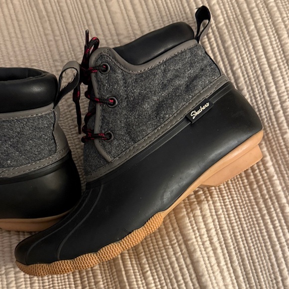 Navy and Gray Sketchers Women’s Rain Boots - Picture 2 of 5